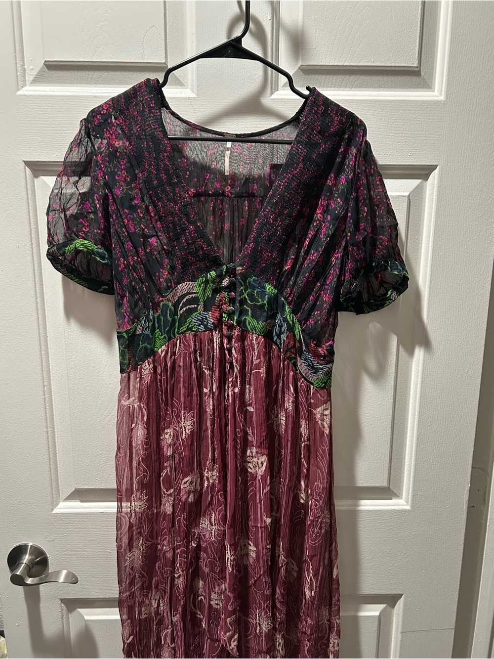 Free People Daisy Fields Floral Maxi Button Front Top Size Large